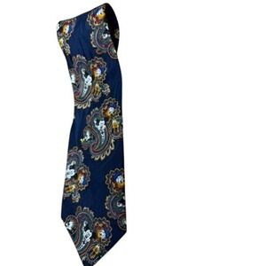 Disney Mickey Mouse Paisley Necktie Blue Polyester Men "The Tie Works" 100% Poly